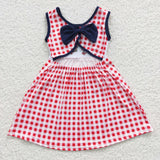 Fireworks Firecrackers Bow Red Plaid Girls 4th of July Dress