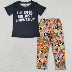 the cool kid just showed up Black Smile Boys Short Sleeve+Trousers Sets