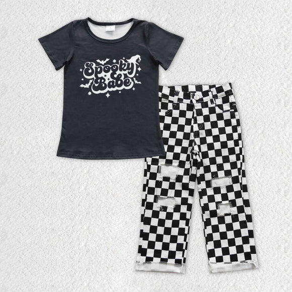 Spooky Babe Black Plaid Jeans Boys Halloween Outfits