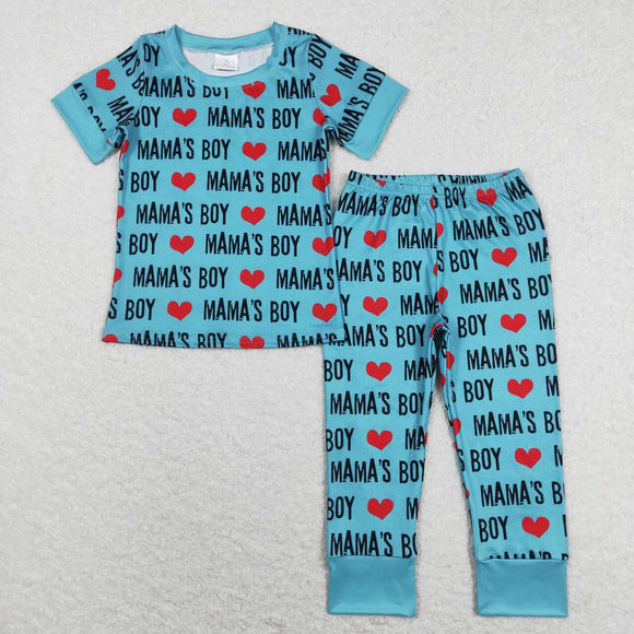 Mama's Boy Blue Boys Short Sleeve Pajamas