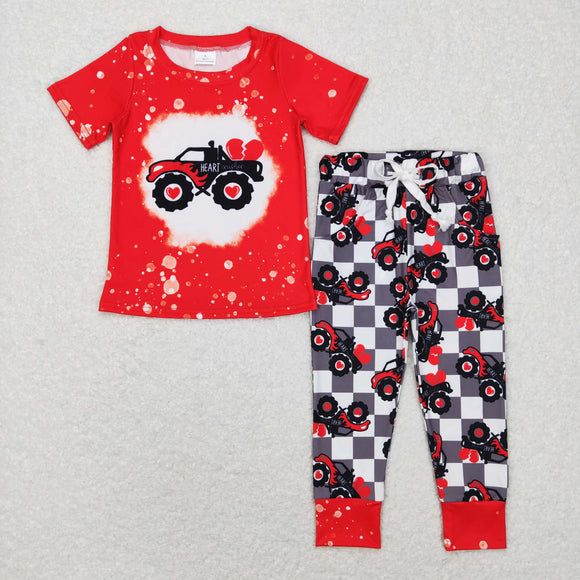 Heart Off Roader Plaid Red Boys Valentines Outfits