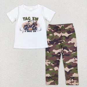 Tag Drag Camo Boys Short Sleeve+Trousers Sets