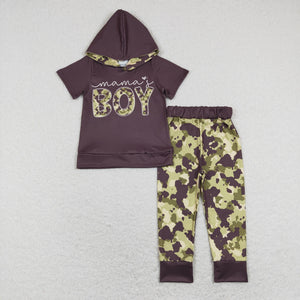 Mama's Boy Camo Hoodie Boys Short Sleeve+Trousers Sets