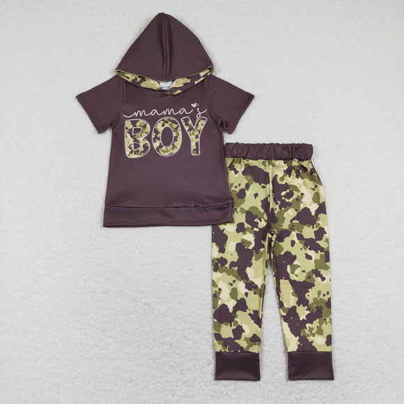 Mama's Boy Camo Hoodie Boys Short Sleeve+Trousers Sets