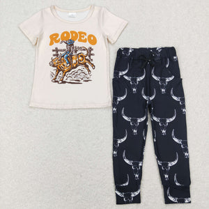 Rodeo Beige Black Boys Short Sleeve+Trousers Sets