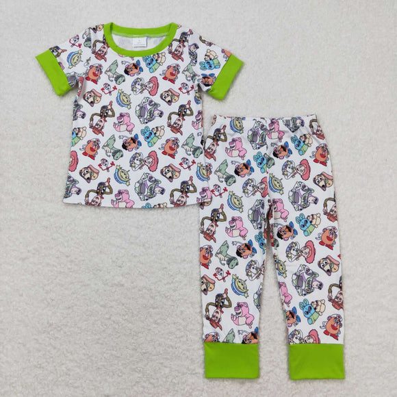 Cartoon Characters Green Boys Short Sleeve Pajamas