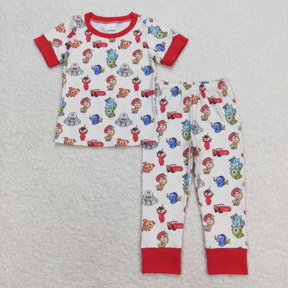 Cartoon Characters Red Boys Short Sleeve Pajamas