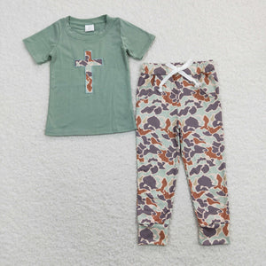 Cross Camo Boys Short Sleeve+Trousers Sets