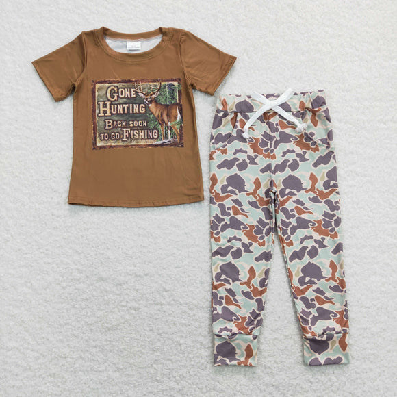 Gone Hunting Camo Boys Short Sleeve+Trousers Sets