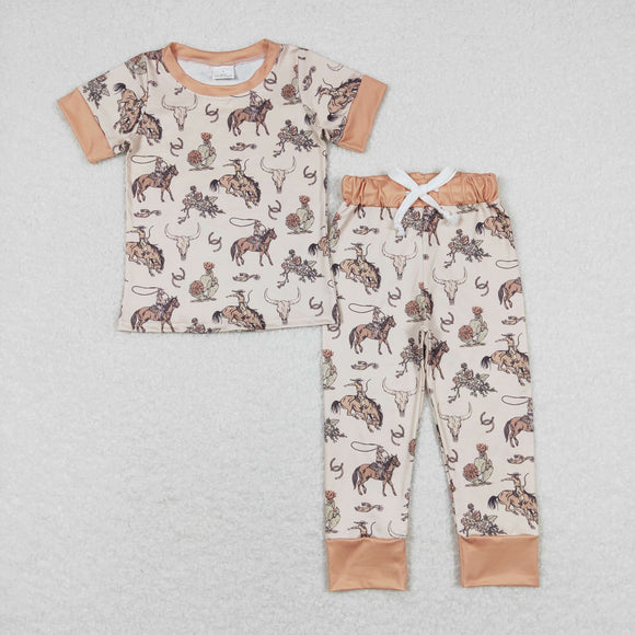 Rodeo Beige Boys Short Sleeve Pajamas