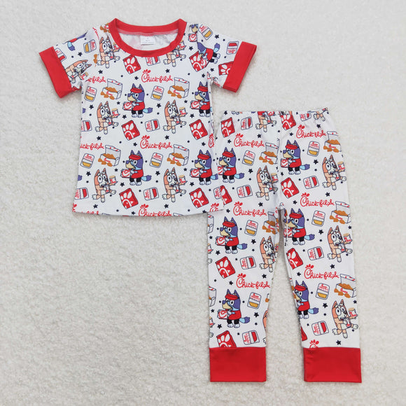 Cartoon Dogs Stars Food Boys Short Sleeve Pajamas