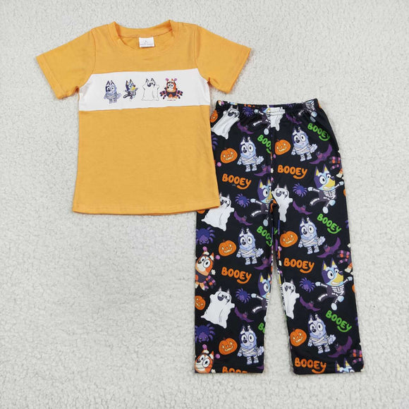 Cartoon Dogs Orange Black Boys Halloween Outfits