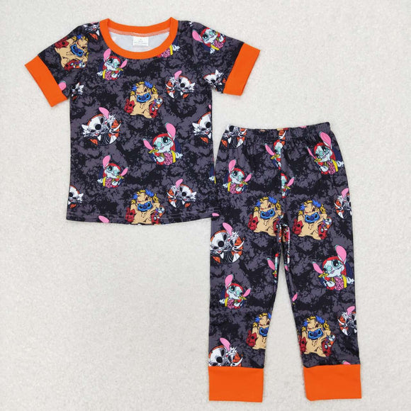 Cartoon Orange Black Boys Halloween Pajamas