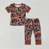 Bamboo Camo Brown Boys Short Sleeve Pajamas