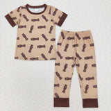 Bamboo Camo Bottle Brown Boys Short Sleeve Pajamas