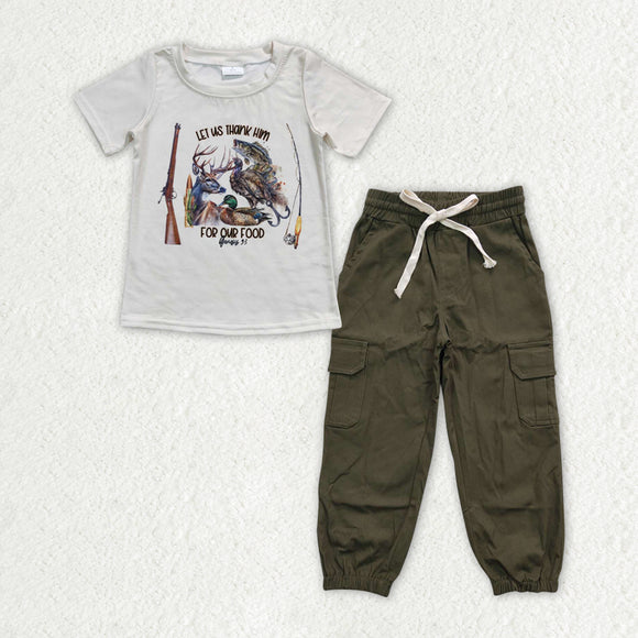 Gun Fish Green Cargo Boys Short Sleeve+Trousers Sets