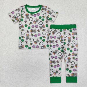 Glasses Green Boys Mardi Gras Pajamas