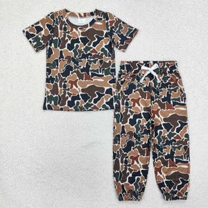 Camo Beige Boys Short Sleeve+Trousers Sets