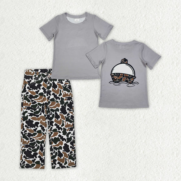 Float Gray Camo Denim Boys Short Sleeve+Trousers Sets