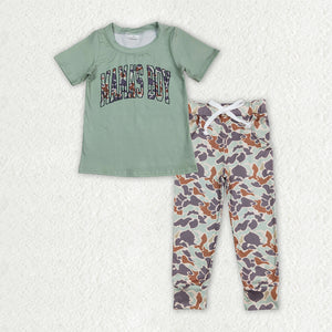 Mams's Boy Camo Green Boys Short Sleeve+Trousers Sets
