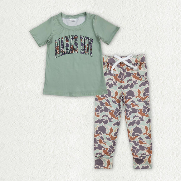 Mams's Boy Camo Green Boys Short Sleeve+Trousers Sets