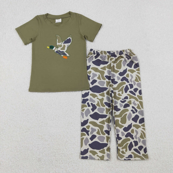 Duck Green Navy Camo Boys Short Sleeve+Trousers Sets