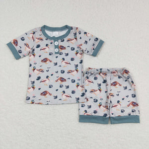 Duck Blue Boys Short Sleeve Pajamas