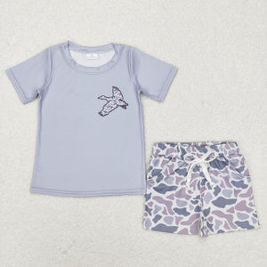 Duck Camo Gray Boys Shorts Sets