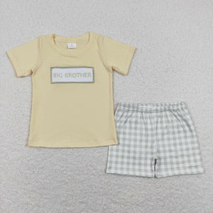 Big Brother Plaid Yellow Boys Shorts Sets