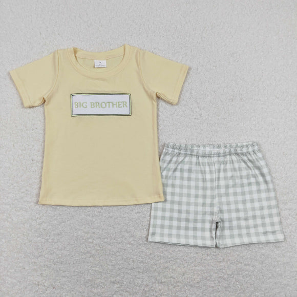 Big Brother Plaid Yellow Boys Shorts Sets