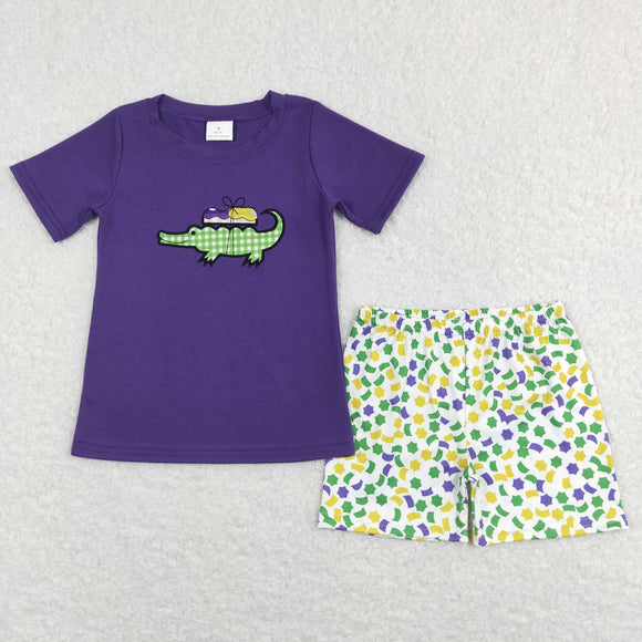 Crocodile Purple White Boys Mardi Gras Outfits