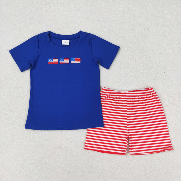 Flag Red Stripe Navy Boys 4th of July Outfits