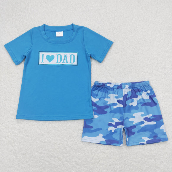 I love dad Camo Blue Boys Shorts Sets