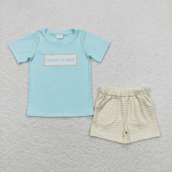 Daddy's Boy Yellow Stripe Boys Shorts Sets