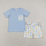 Colorful Eggs Blue White Boys Easter Outfits