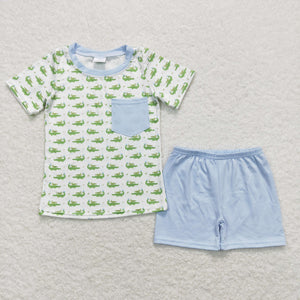 Crocodile Blue Pocket Boys Shorts Sets