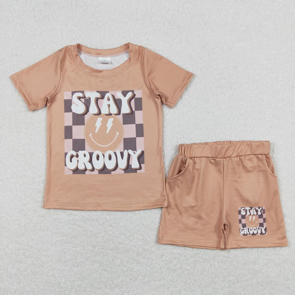 Smile Stay Groovy Boys Shorts Sets