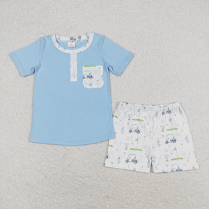 Golf Blue White Boys Shorts Sets