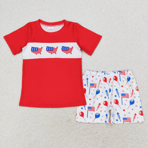 Firework Stars Balloon White Boys 4th of July Outfits