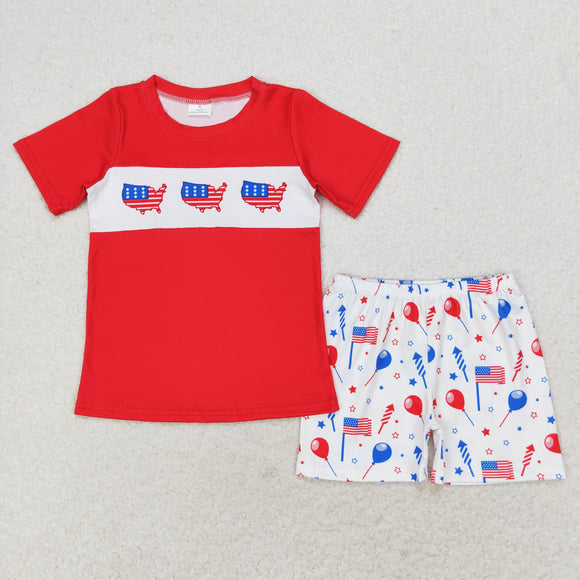 Firework Stars Balloon White Boys 4th of July Outfits