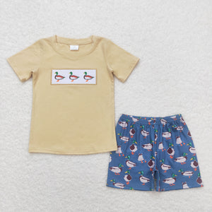 Ducks Blue Beige Boys Shorts Sets