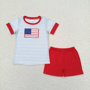 Flag Blue Stripe Red Boys 4th of July Outfits