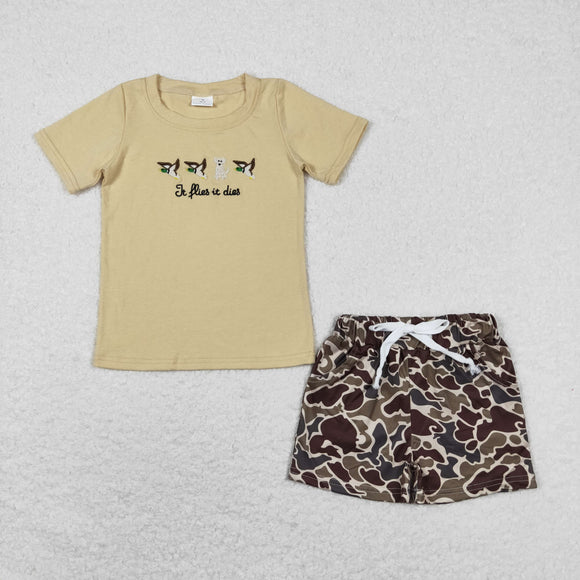 it flies it dies Duck Dog Camo Boys Shorts Sets