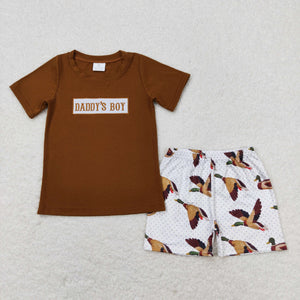 Daddy's Boy Duck Brown White Boys Shorts Sets