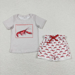 Crawfish Gray Boys Shorts Sets