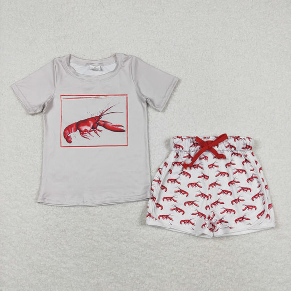 Crawfish Gray Boys Shorts Sets