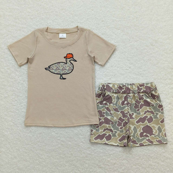 Orange Hat Camo Duck Boys Shorts Sets