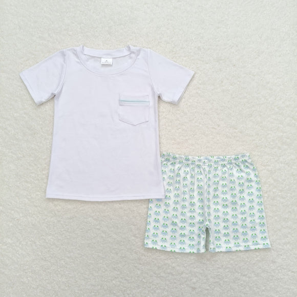 Crab White Pocket Boys Shorts Sets