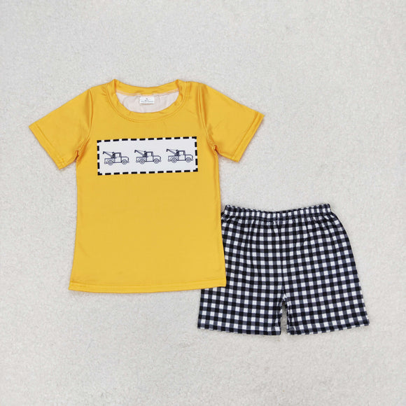 Lineman Plaid Yellow Boys Shorts Sets