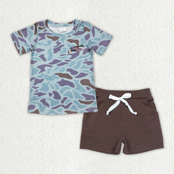 Duck Camo Brown Boys Shorts Sets